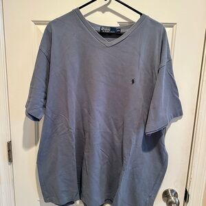 Vintage Polo Ralph Lauren Men’s 2XL Blue Gray Knit Pullover V Neck Blue Pony